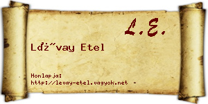 Lévay Etel névjegykártya